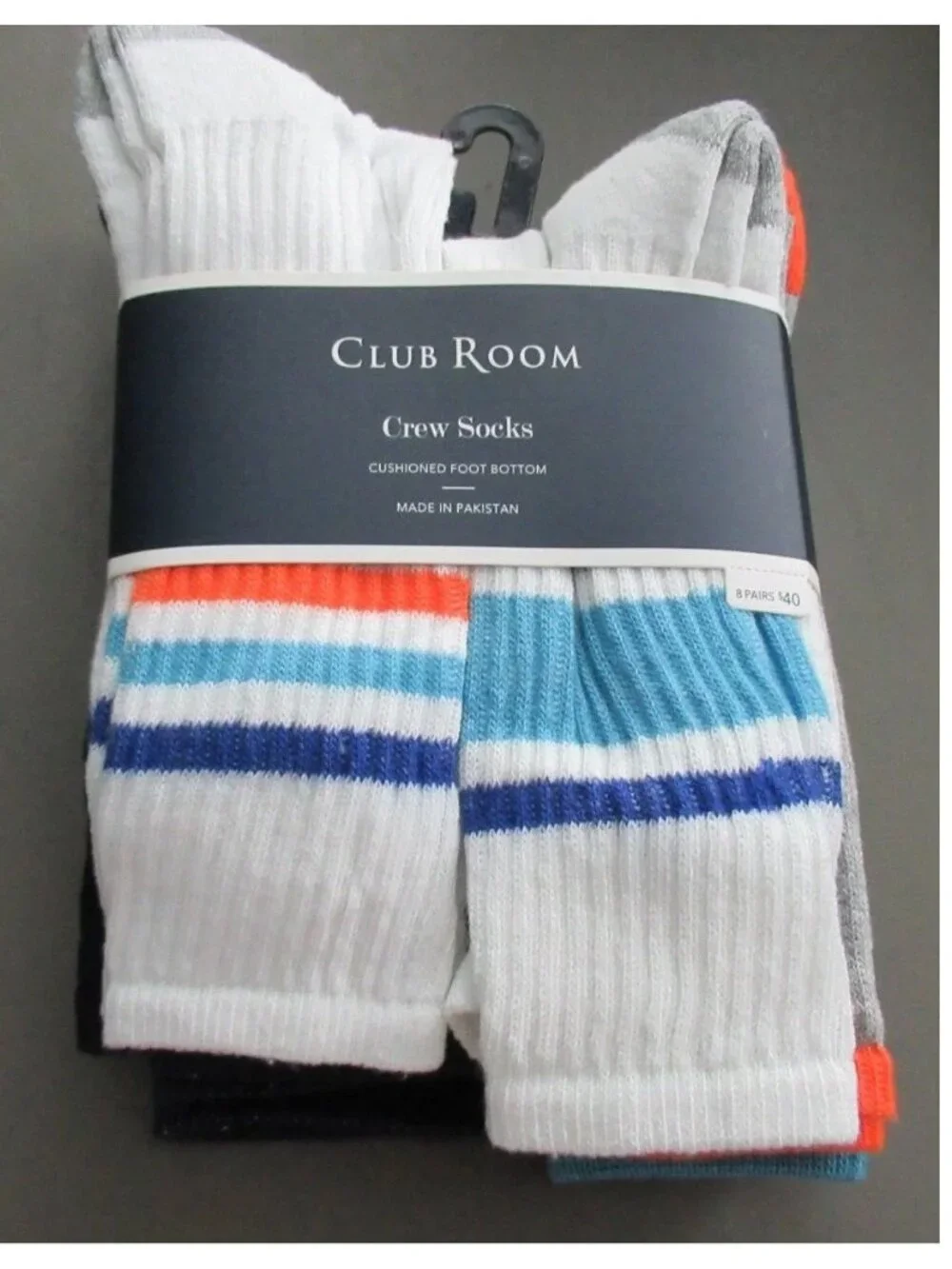 Club Room Men's 8-Pair Crew Socks, Blue Variety Pack, One Size / Shoe Size 7-12